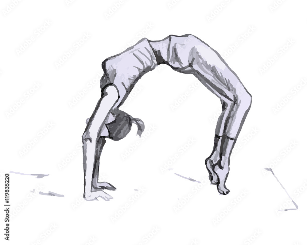 Yoga pose drawing - Stock Illustration [48614205] - PIXTA