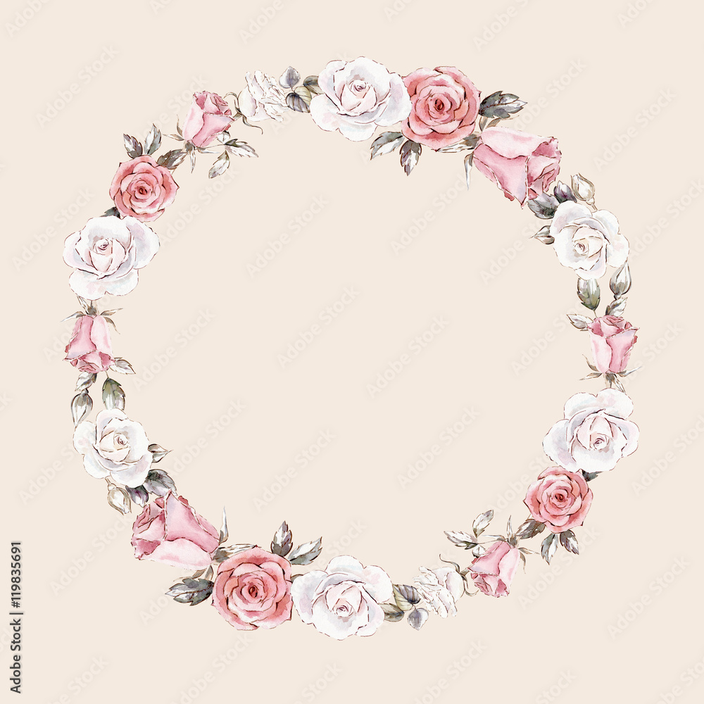 hand painted watercolor wreath mockup clipart template of roses hand painted watercolor wreath mockup clipart template of roses