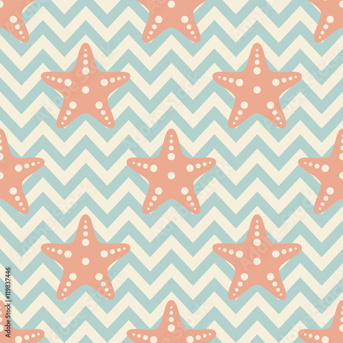 seamless sea star pattern and background vector illustration