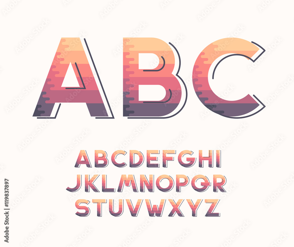 Line and gradient colors' latin font Line and gradient colors' latin font