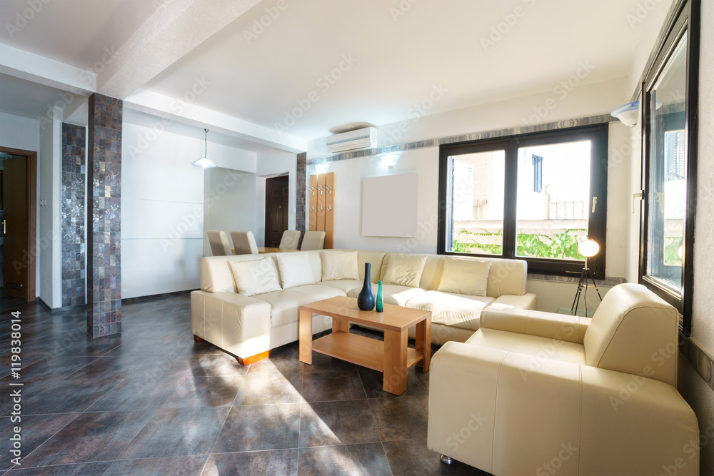 Fototapeta premium Interior of a living room in a villa