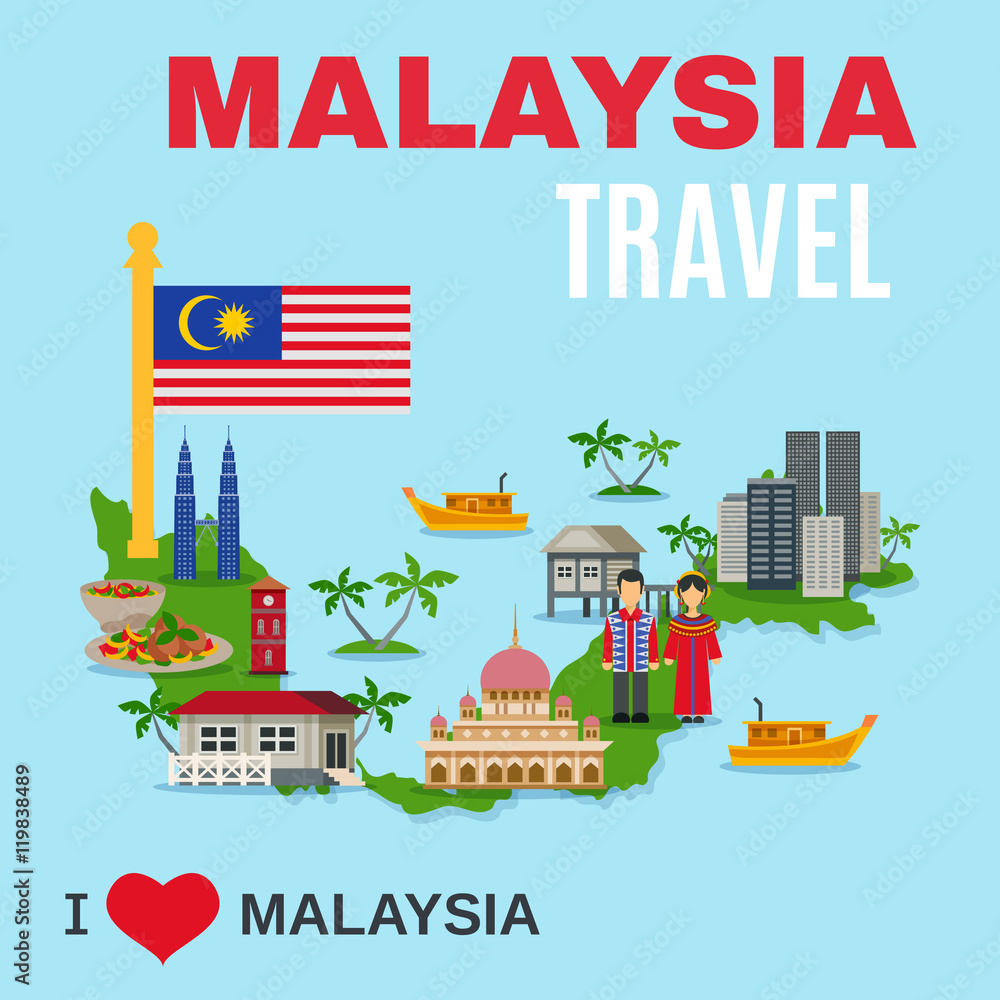 Malaysia Culture Travel Agency Flat Poster