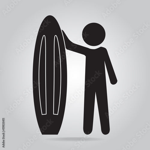 Surfboard icon, man with wakeboard  icon