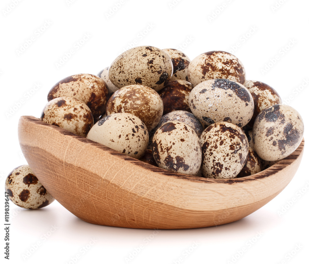 quail eggs in wooden bowl isolated on white background cutout quail eggs in wooden bowl isolated on white background cutout