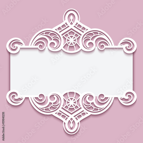 Cutout paper frame with lace border ornament