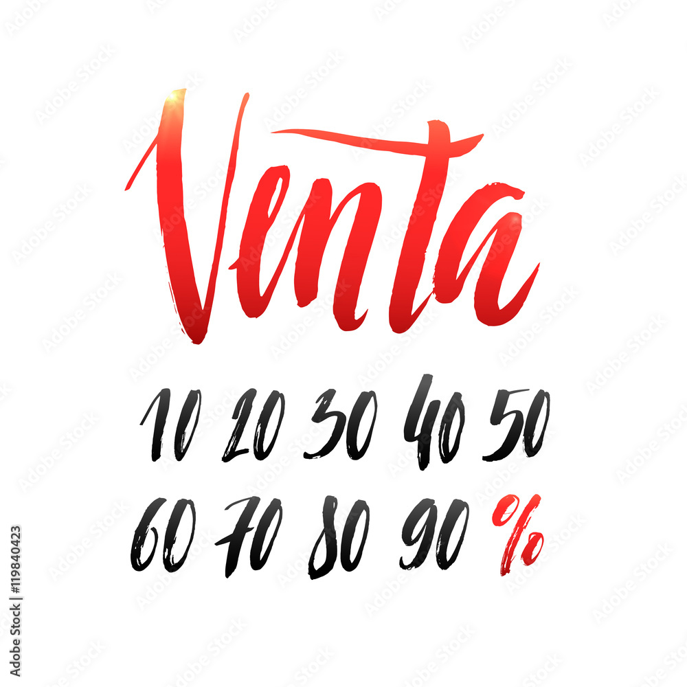Obraz premium Sale Spanish Hand lettering Design Template. Typography Vector B