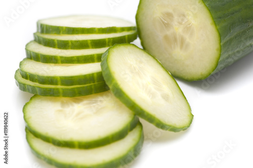 Fresh nutritious cucumber with cut slices