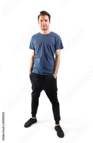 handsome young man standing, clipping path included