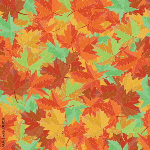 Autumn textile vector. Maple leaf seamless pattern. Foliage background.