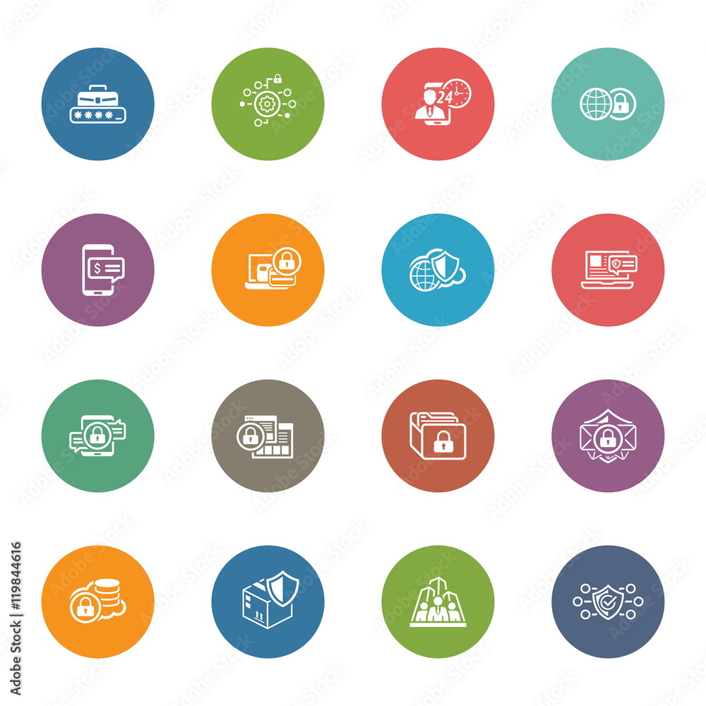Flat Design Security and Protection Icons Set. Flat Design Security and Protection Icons Set.