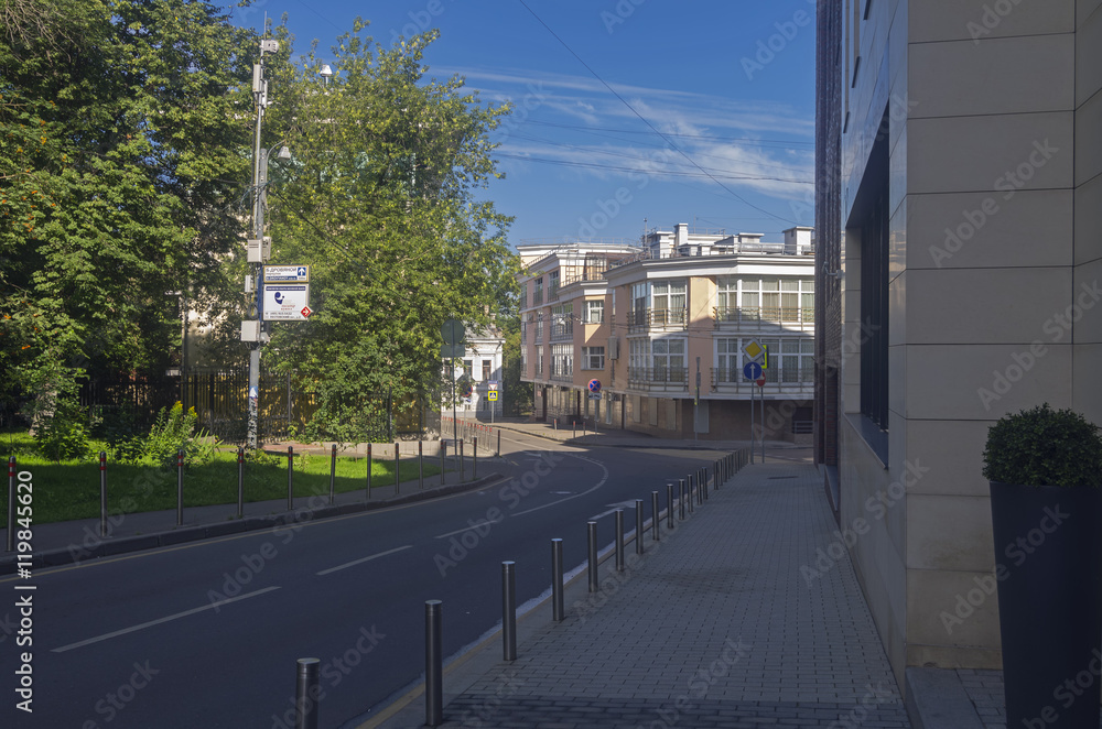 Small quet place in Moscow downtown. Crossing of Martynovsky and Small quet place in Moscow downtown. Crossing of Martynovsky and