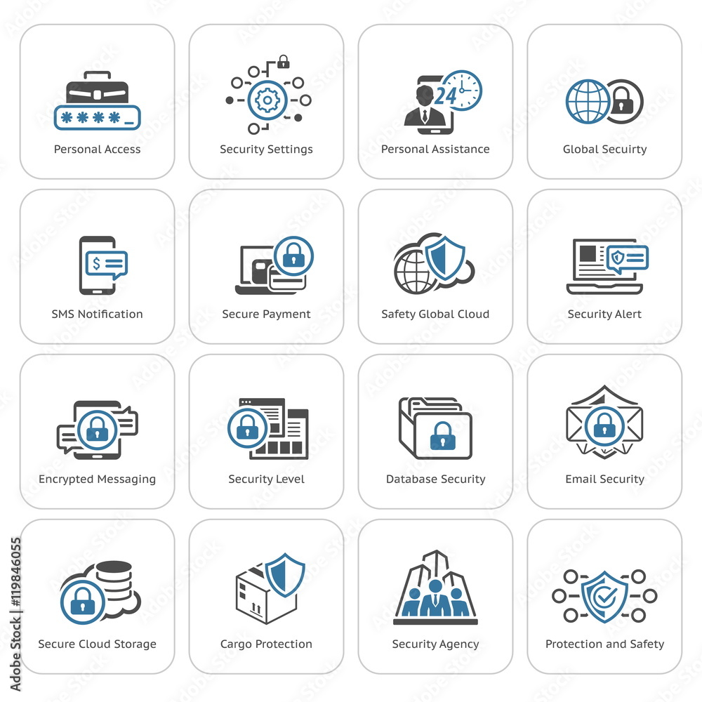 Flat Design Security and Protection Icons Set. Flat Design Security and Protection Icons Set.