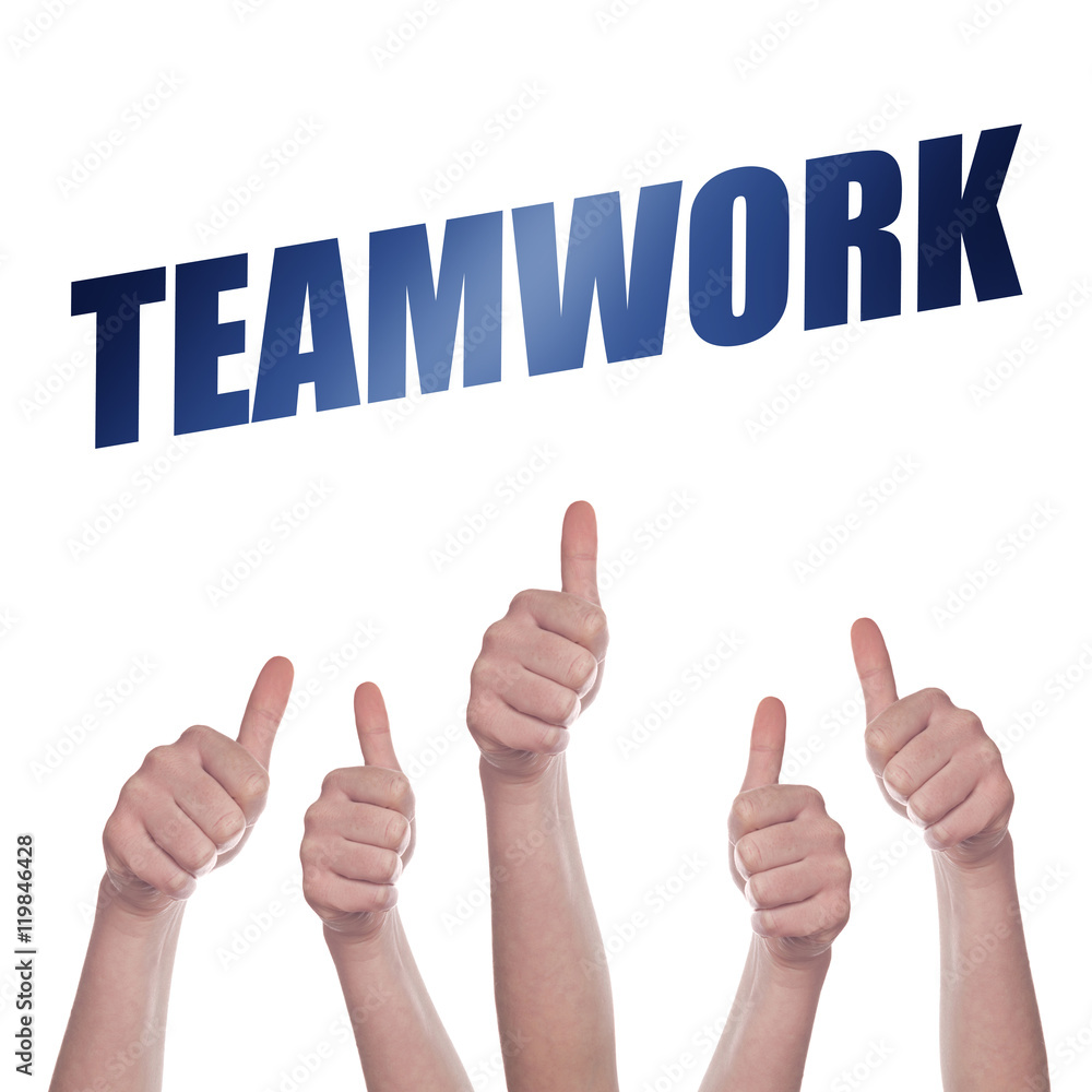 Thumbs up for Teamwork concept Thumbs up for Teamwork concept