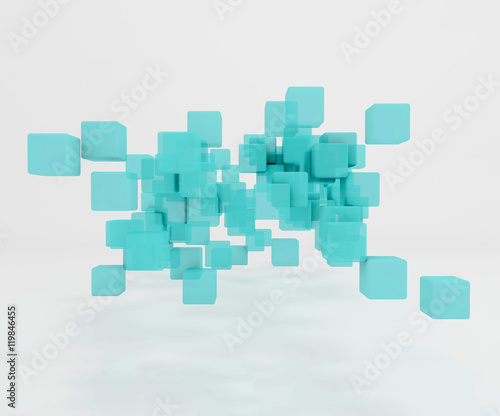 3D illustration - Blue cubes abstract background 