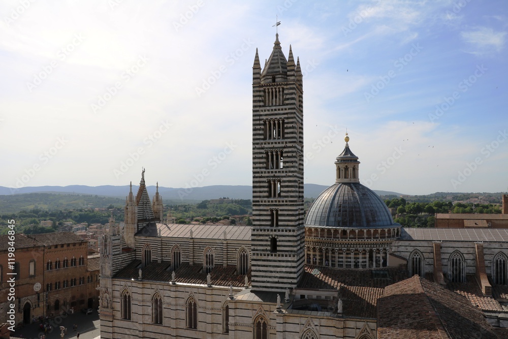 Dusk at Cathedral Santa Maria Assunta in Siena, Tuscany Italy 