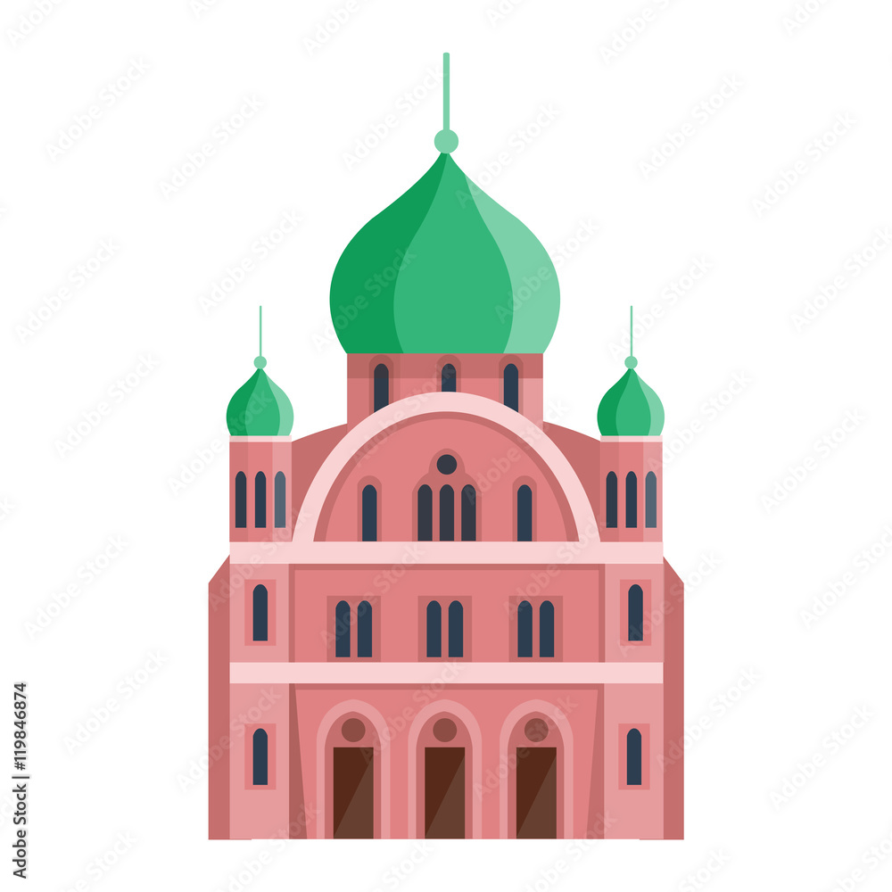 Cathedral and churche infographic temple building landmark tourism vector. Temple building world religions. Cathedral and churche temple building.