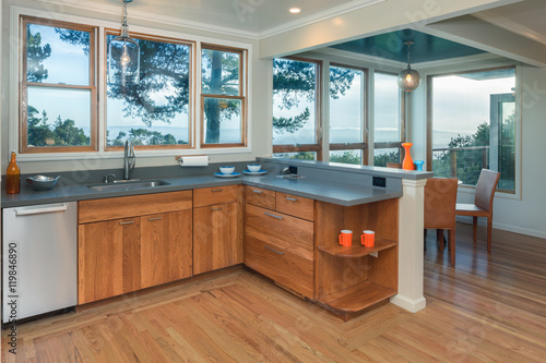 Kitchen natural wood cabinets