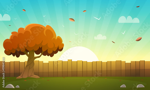 Wooden Fence With Tree