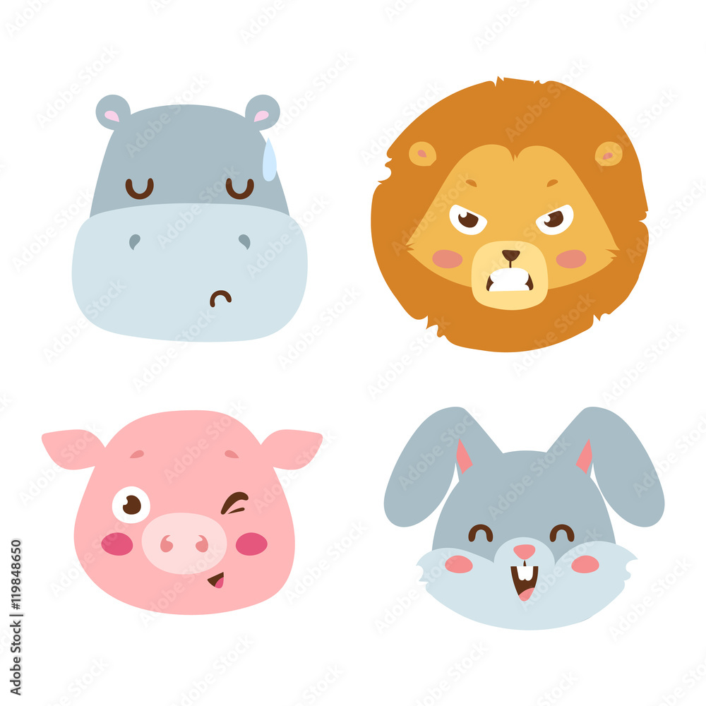 Animal emotion avatar vector icon Animal emotion avatar vector icon