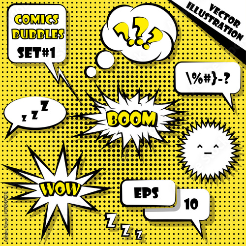 Comic style speech bubbles set #1. Vector Illustration