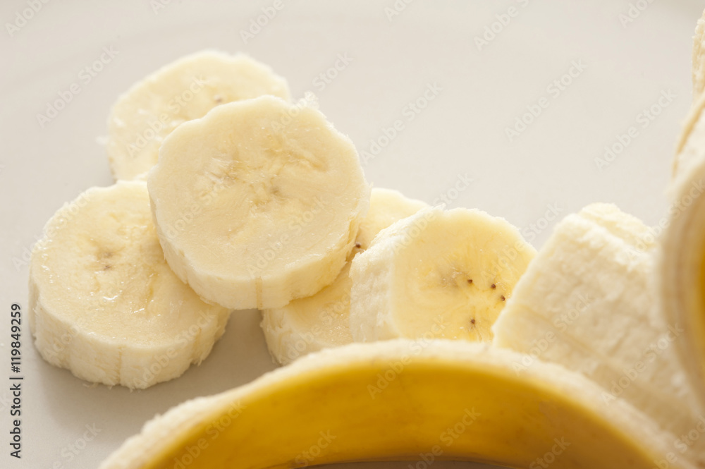 Close-up of chopped banana Close-up of chopped banana