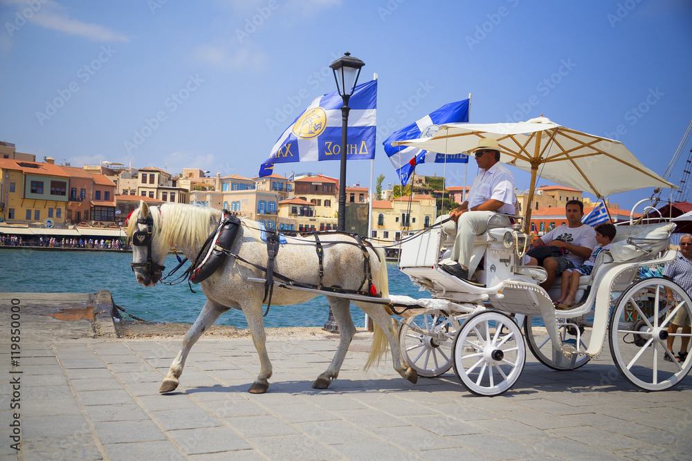 Cretan carriage at Chania port, Crete,Greece