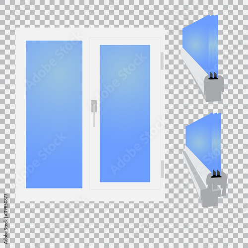 Plastic window, glazed sectional on checkered background illustration