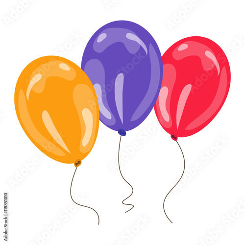 three colorful balloons