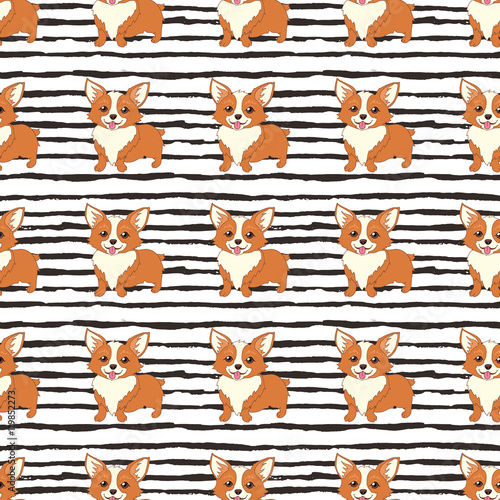 Wallpaper Mural Cute welsh corgi dog vector seamless pattern Torontodigital.ca