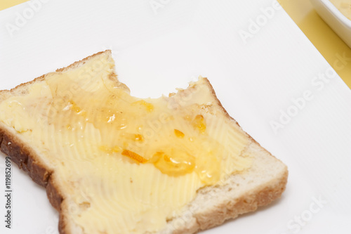 Slice of breakfast toast and marmalade