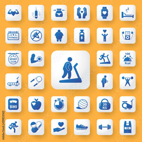App icon healthy and fitness Icons set. vector illustration.