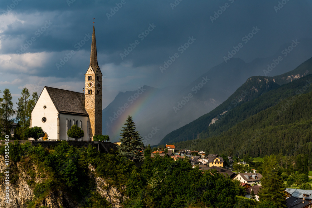 Small church in mountains Alps