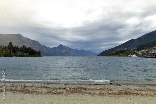 Queenstown lakefront by Lake Wakatipu  New Zealand