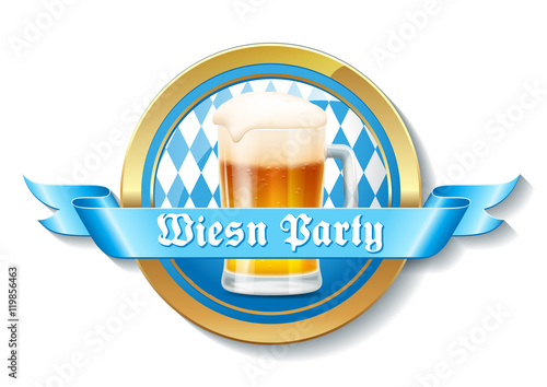 (After) Wiesn Party Badge - Oktoberfest Designelement für Flyer, Poster oder Einladungen