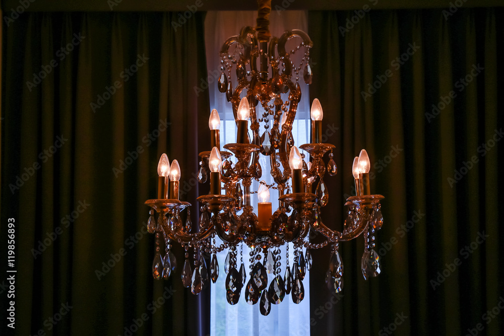 shining chandelier and curtain shining chandelier and curtain