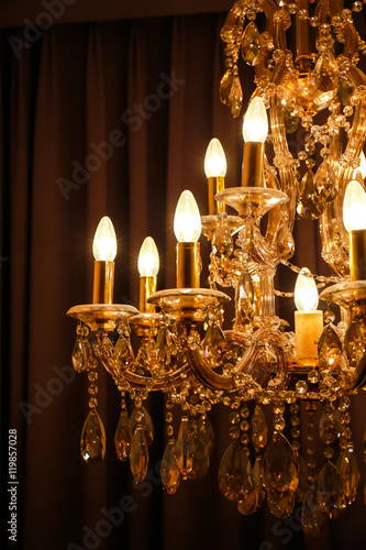 shining chandelier and curtain