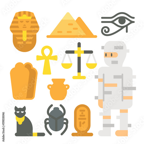 Flat design mummy item set