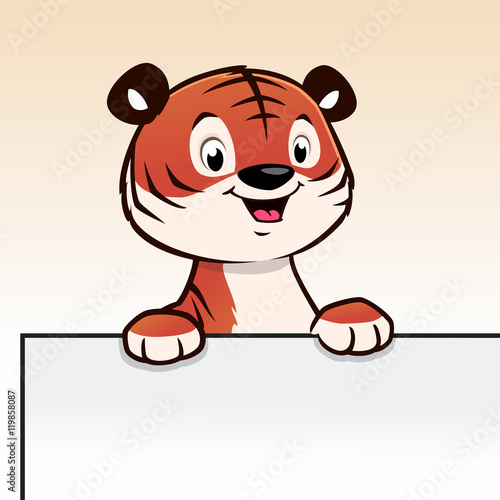 Fototapeta Naklejka Na Ścianę i Meble -  Cartoon Tiger Cub Frame  Border