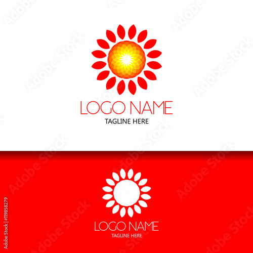 Sun burn light lowercase flat logo design template