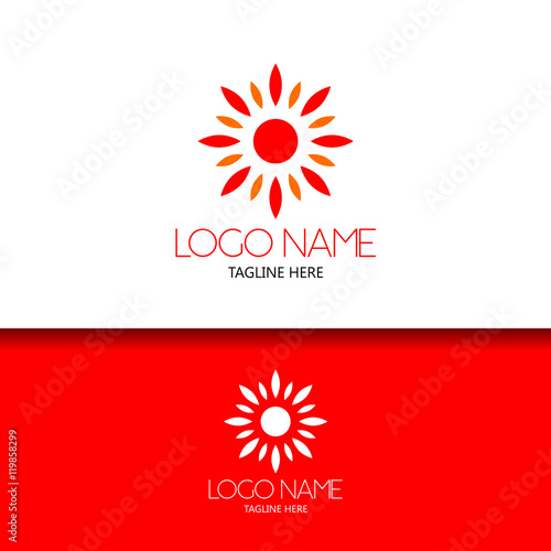 Sun burn light lowercase flat logo design template