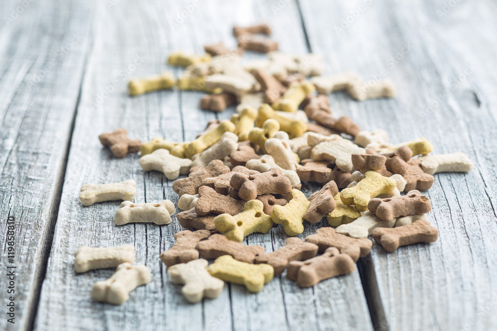 Fototapeta premium Dog food shaped like bones.