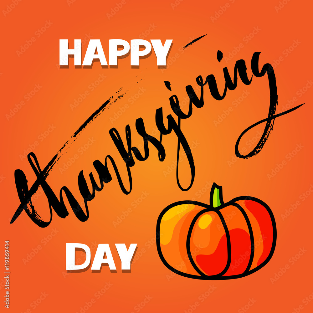 Handwritten Thanksgiving Day lettering. Vector illustration ...