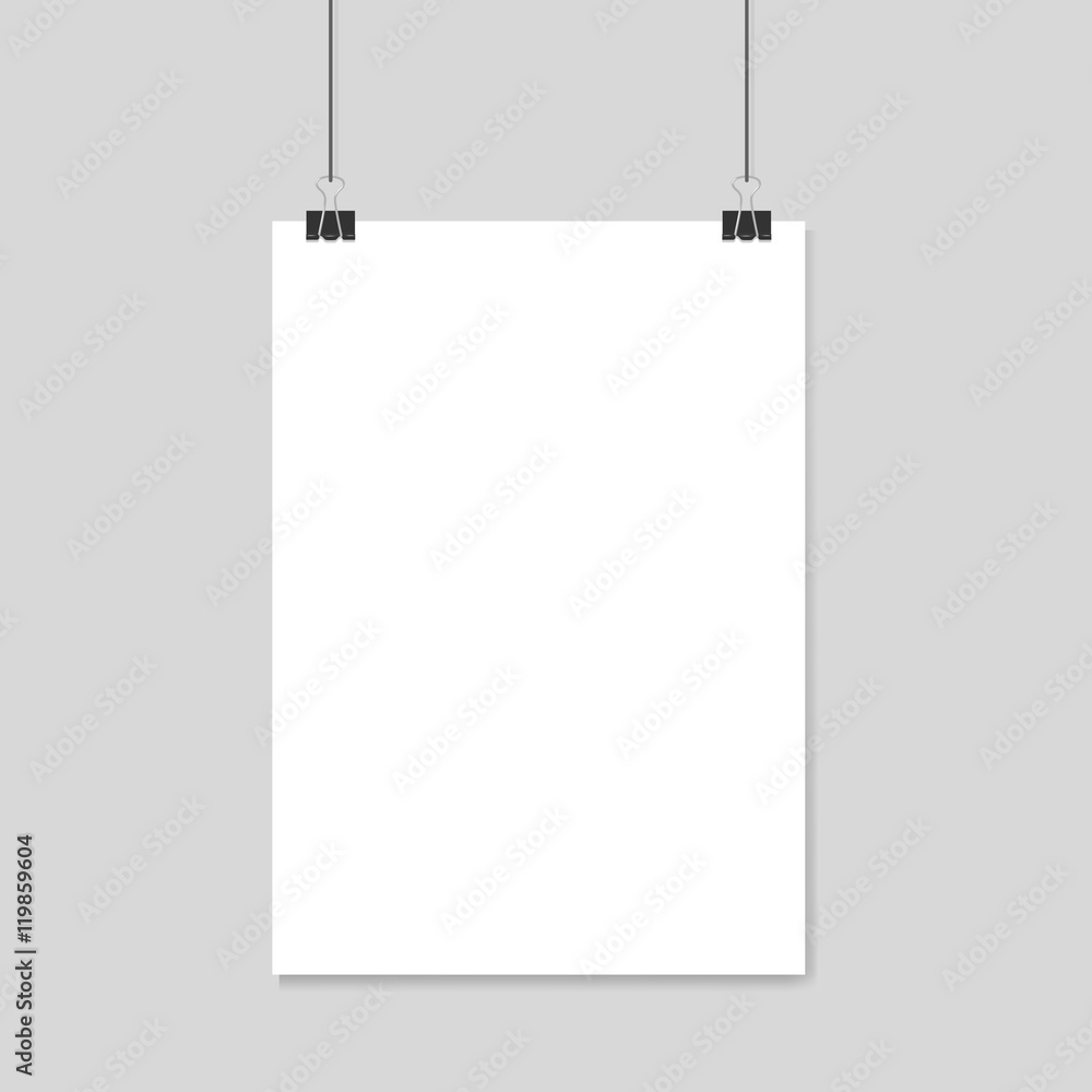 Vertical realistic poster mockup A4 on a rope Vertical realistic poster mockup A4 on a rope