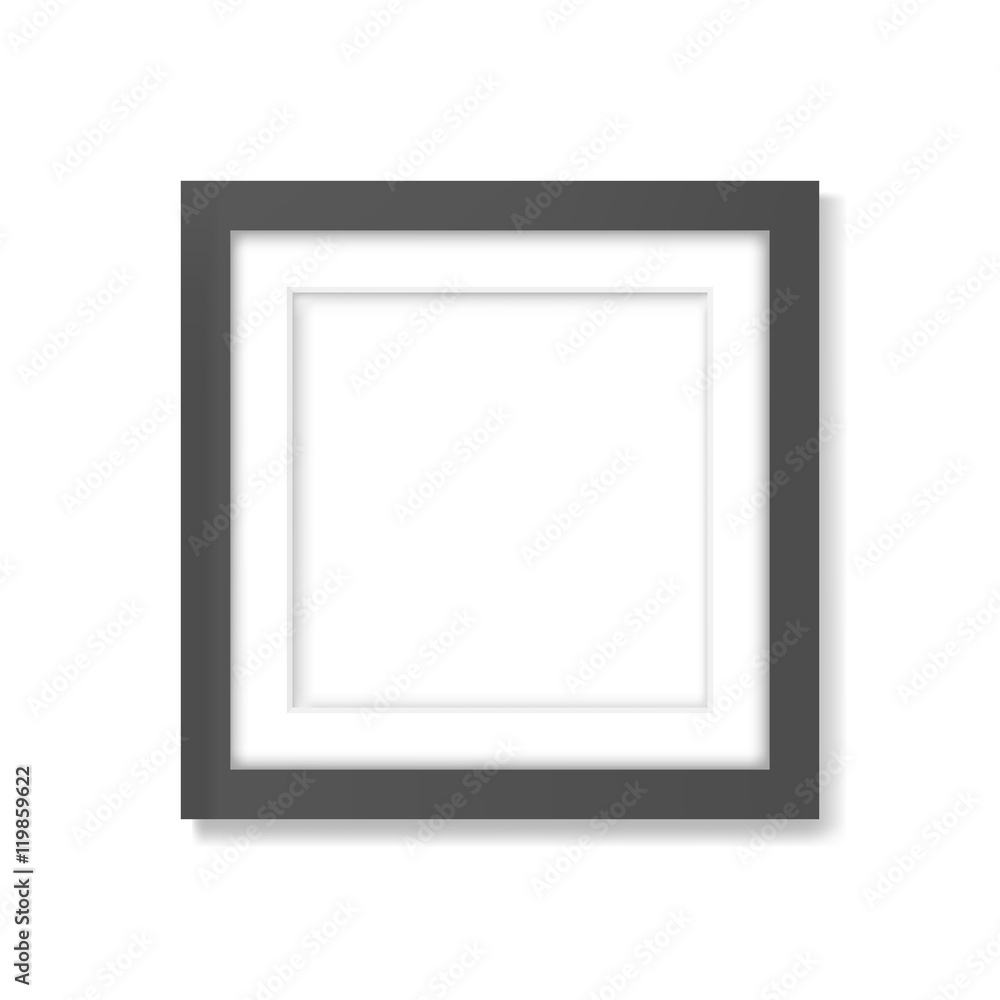 Square realistic black frame with passe-partout mockup Square realistic black frame with passe-partout mockup