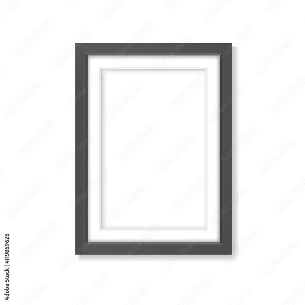 Rectangle realistic black frame with passe-partout mockup Rectangle realistic black frame with passe-partout mockup