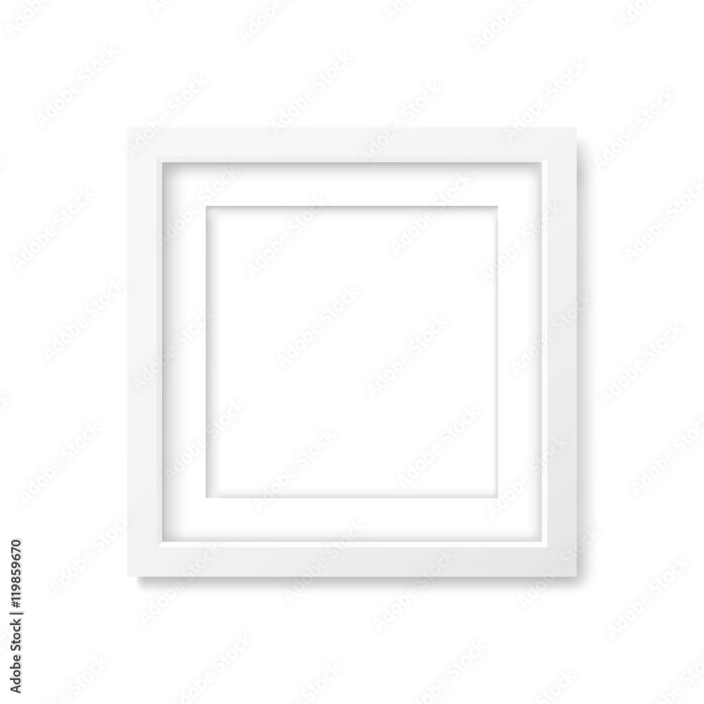 Square Realistic White Frame With Passepartout Mockup Stock Illustration -  Download Image Now - iStock