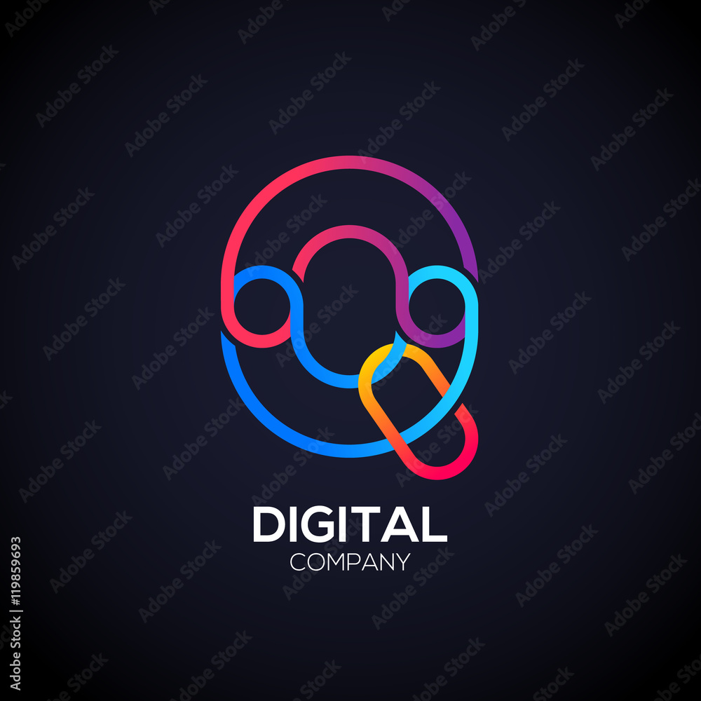 Letter Q Logo Design.Linked shape circle symbol,Digital Letter Q Logo Design.Linked shape circle symbol,Digital