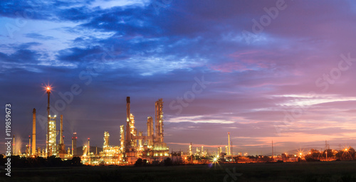 oil refinery  fuel manufacturer with beautiful sunrise or twilig