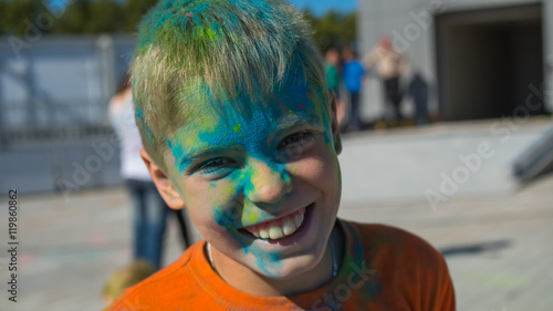 hilarious kid on the festival of colors