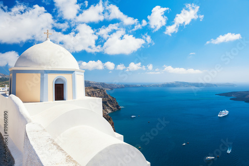 White church on Santorini island  Greece